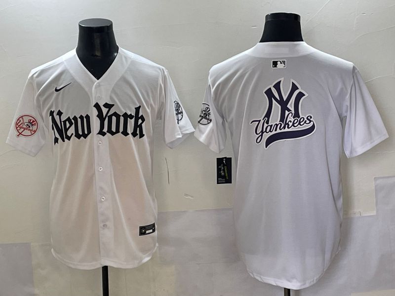 Men 2025 New York Yankees Blank White Five generations Joint Name Nike MLB Jersey style 64->new york yankees->MLB Jersey